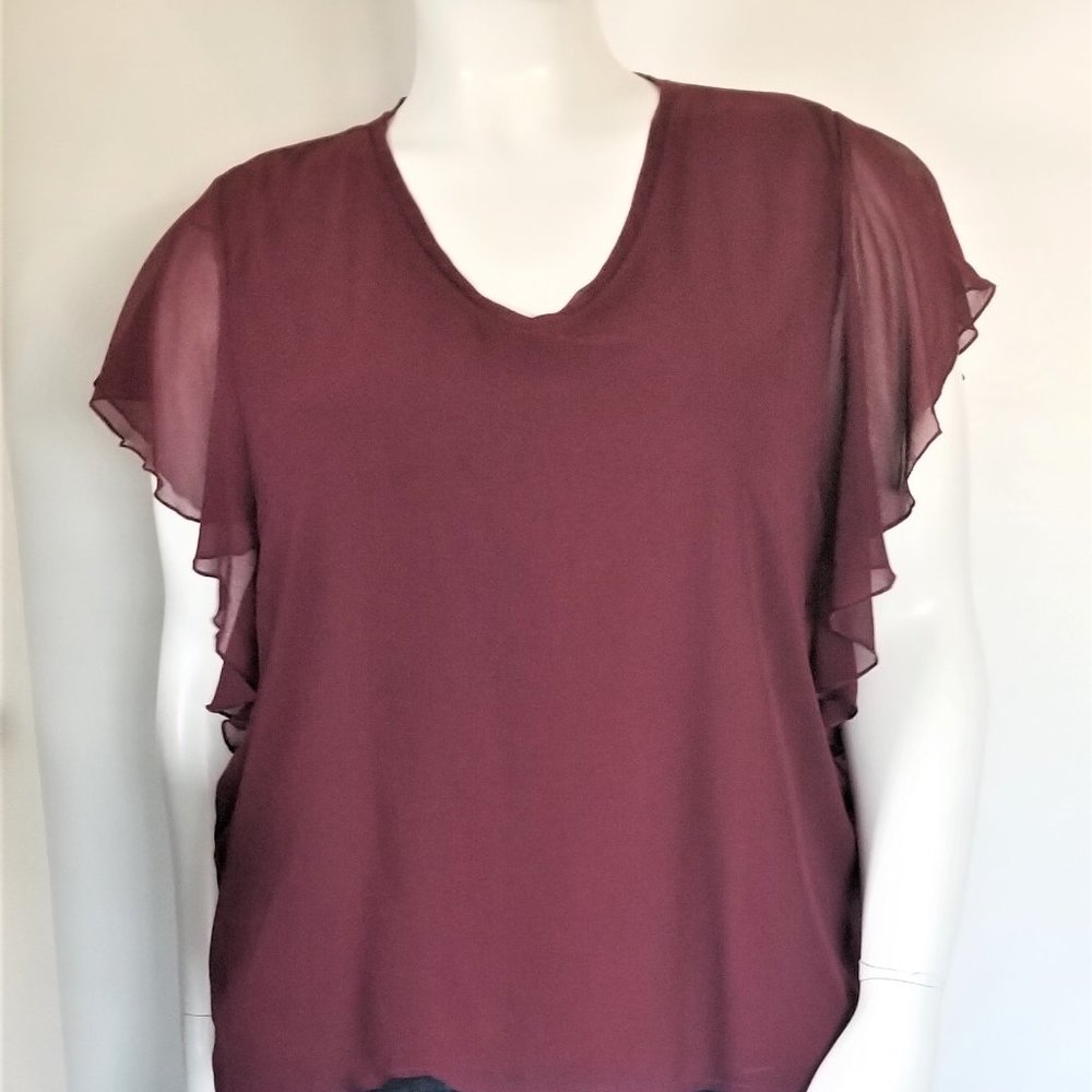 Worthington Flutter Sleeve Blouse